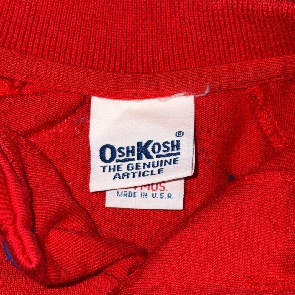 Vintage OshKosh Bgosh Kids Red Car Pattern Long Sleeve Polo Shirt 24 Months USA